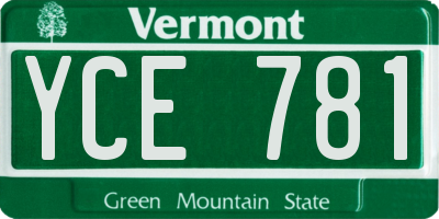 VT license plate YCE781