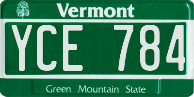 VT license plate YCE784
