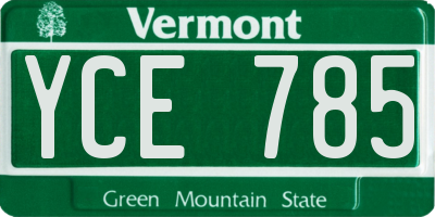 VT license plate YCE785