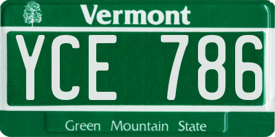 VT license plate YCE786