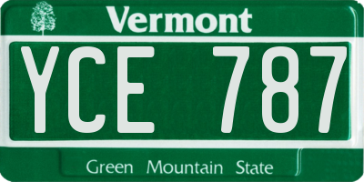 VT license plate YCE787