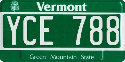 VT license plate YCE788