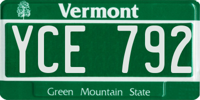 VT license plate YCE792
