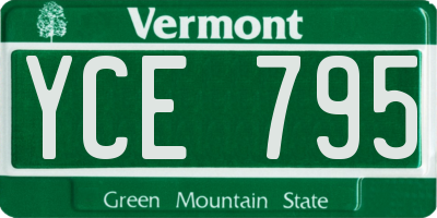 VT license plate YCE795