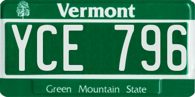 VT license plate YCE796