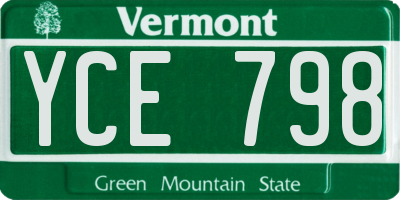VT license plate YCE798