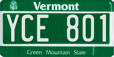 VT license plate YCE801