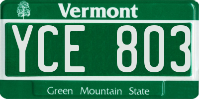VT license plate YCE803