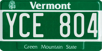 VT license plate YCE804