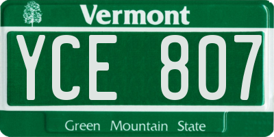 VT license plate YCE807