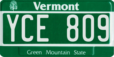 VT license plate YCE809