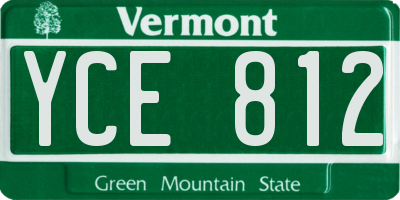 VT license plate YCE812