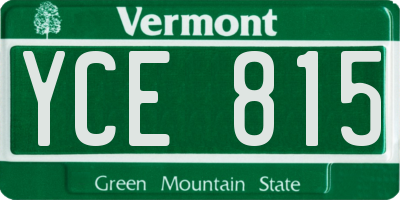 VT license plate YCE815