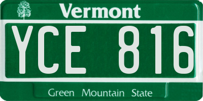 VT license plate YCE816