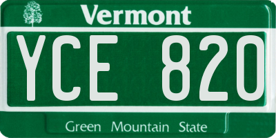 VT license plate YCE820