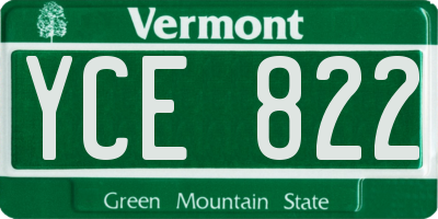 VT license plate YCE822