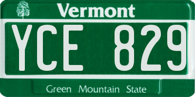 VT license plate YCE829