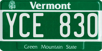 VT license plate YCE830