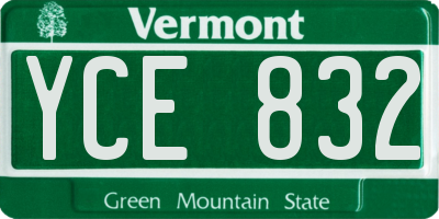VT license plate YCE832