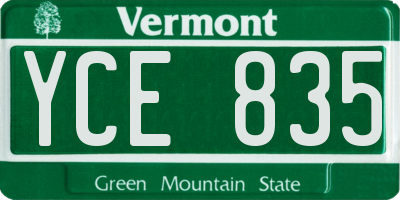 VT license plate YCE835