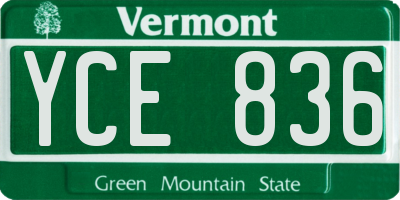 VT license plate YCE836