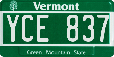 VT license plate YCE837