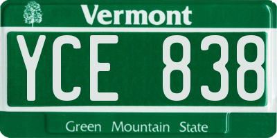 VT license plate YCE838