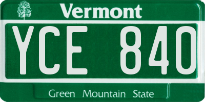 VT license plate YCE840