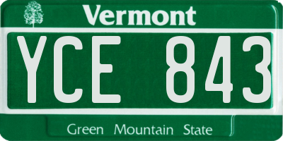 VT license plate YCE843