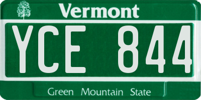 VT license plate YCE844