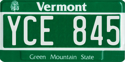 VT license plate YCE845
