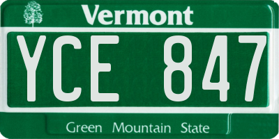 VT license plate YCE847