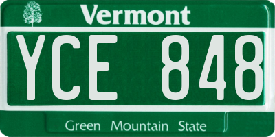 VT license plate YCE848