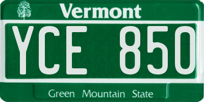 VT license plate YCE850