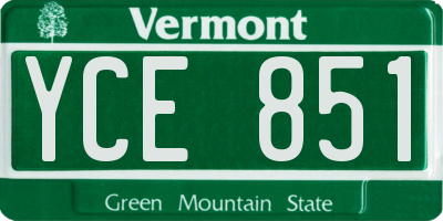 VT license plate YCE851