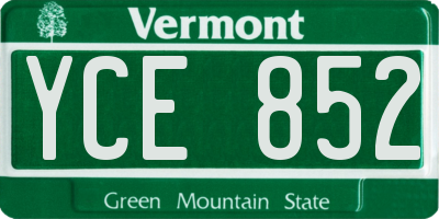 VT license plate YCE852