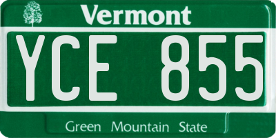 VT license plate YCE855