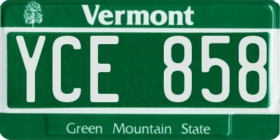 VT license plate YCE858