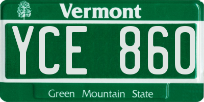 VT license plate YCE860