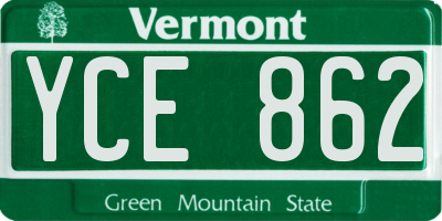 VT license plate YCE862