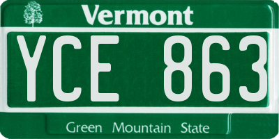 VT license plate YCE863