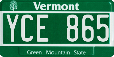 VT license plate YCE865