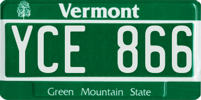 VT license plate YCE866