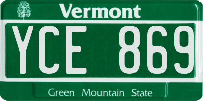 VT license plate YCE869
