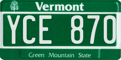 VT license plate YCE870
