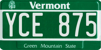 VT license plate YCE875