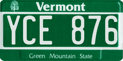 VT license plate YCE876