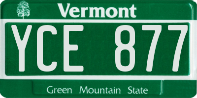 VT license plate YCE877