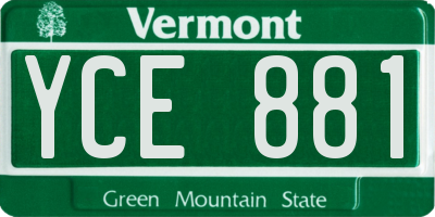 VT license plate YCE881