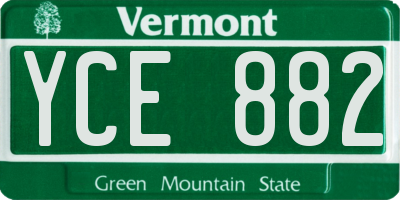 VT license plate YCE882